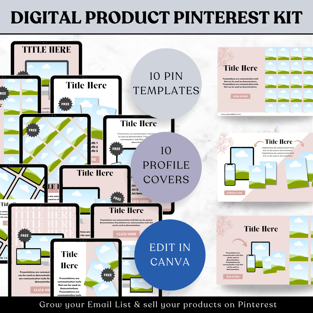 Digital Product Promo Pinterest Templates for Canva